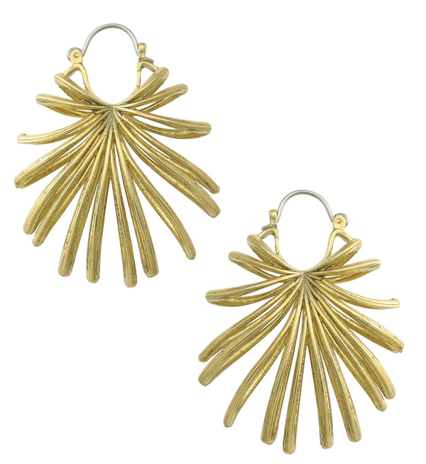 Lady Palm Leaf Brass Hangers / Earrings