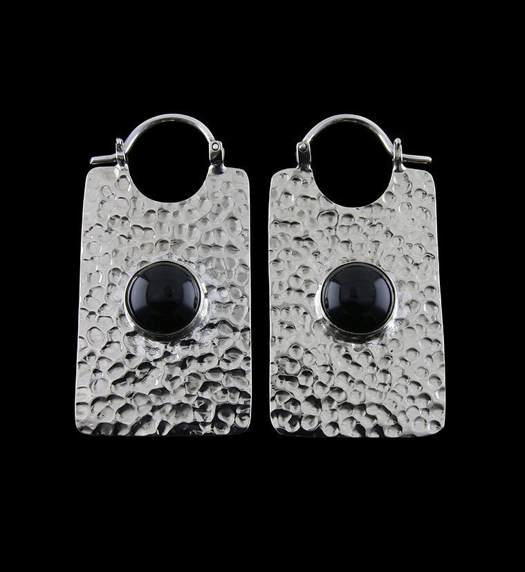 14G Lateral Onyx Stone White Brass Hangers / Earrings