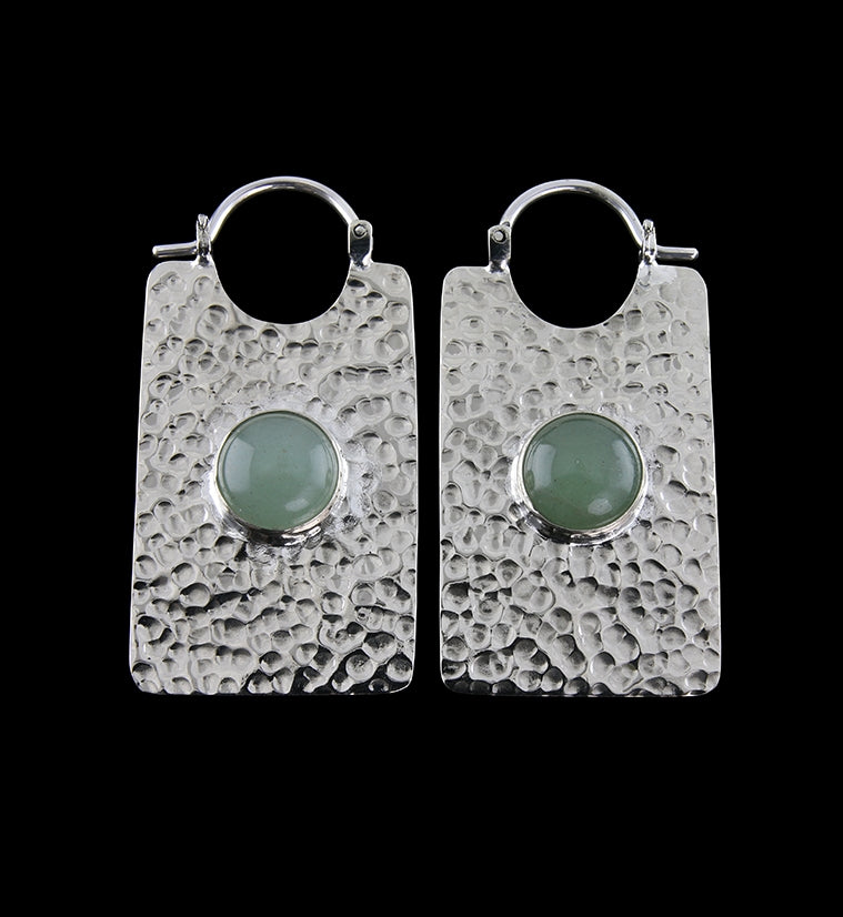 14G Lateral Aventurine Stone White Brass Hangers / Earrings