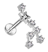 Leo Constellation Clear CZ Stainless Steel Internally Threaded Labret