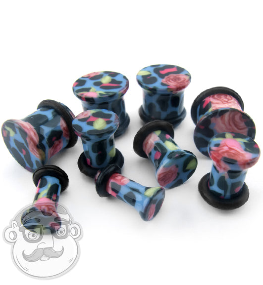 Leopard Floral Plugs Ear Gauges