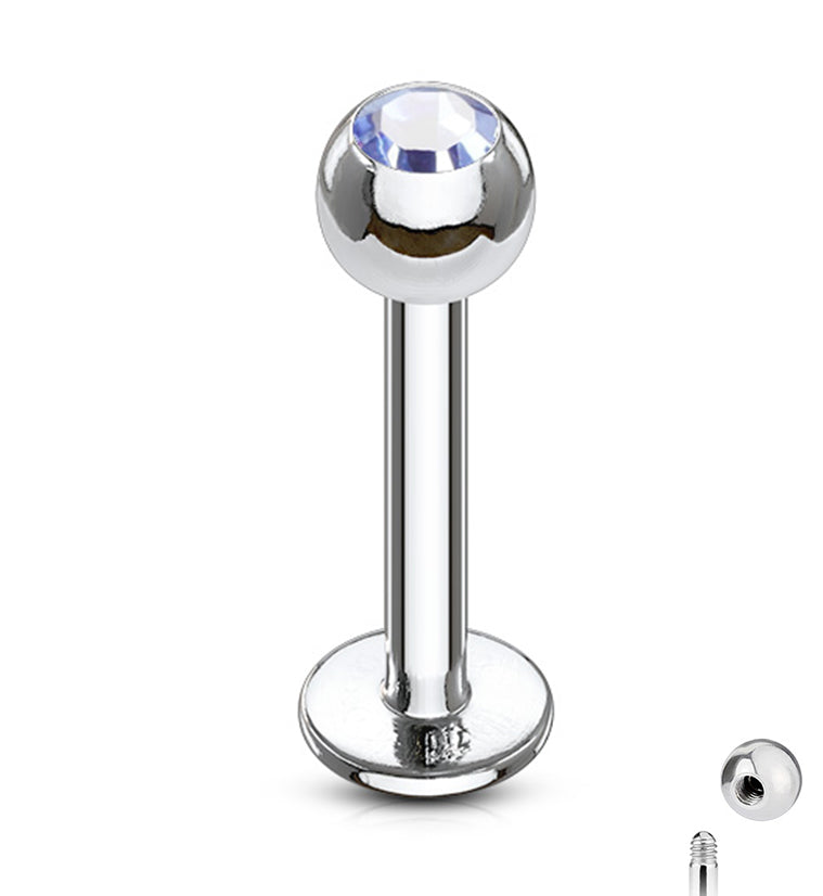 Light Blue CZ Labret Post