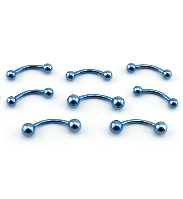 Light Blue PVD Plated Curved Barbell