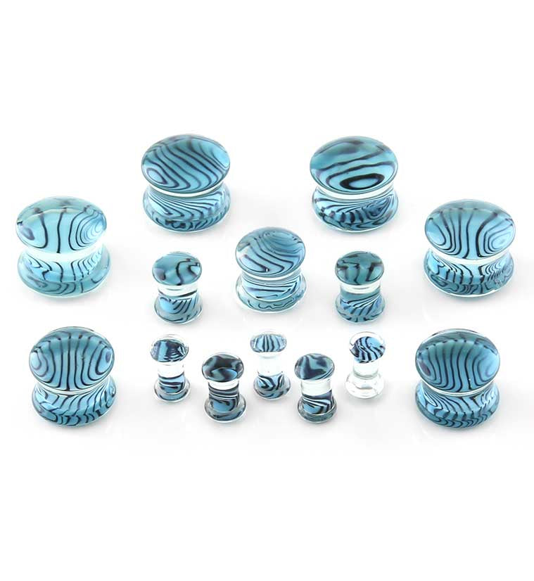 Sky Blue Zebra Glass Plugs