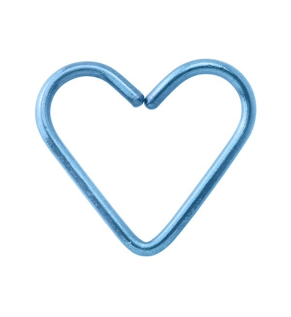 Light Blue PVD Heart Seamless Titanium Hoop Ring