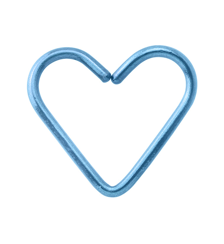Light Blue PVD Heart Seamless Titanium Hoop Ring