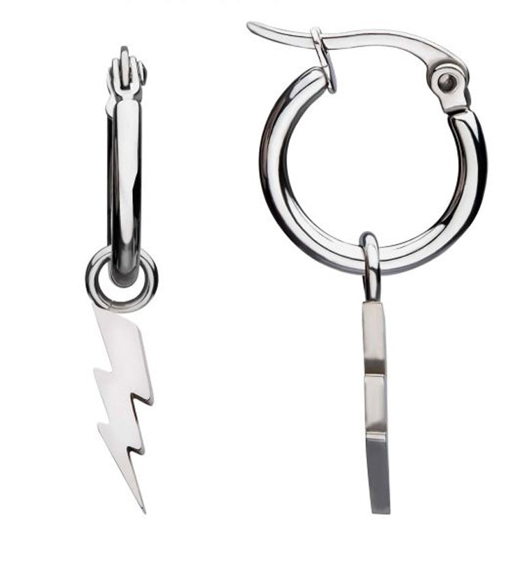 Lightning Stainless Steel Hoop Earrings