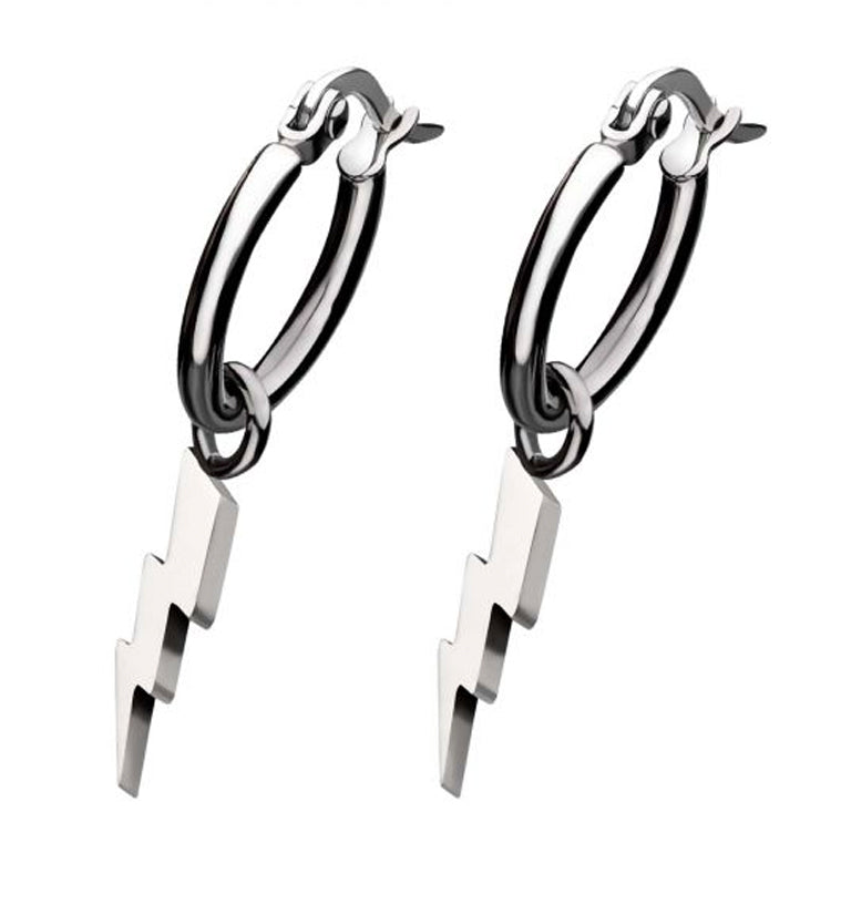 Lightning Stainless Steel Hoop Earrings
