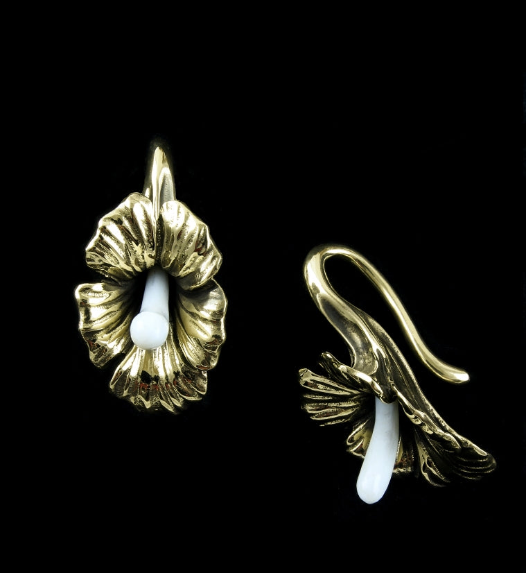Lily Flower Brass Ear Weights