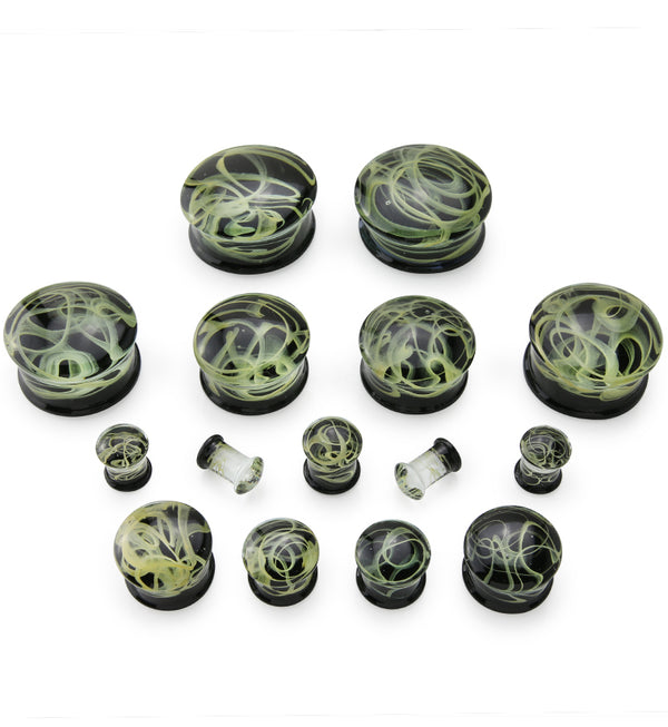 Lime Green Haze Swirl Glass Plugs