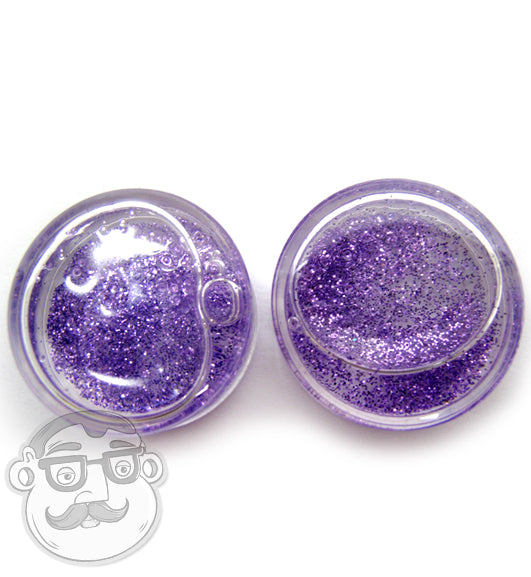 Purple Liquid Glitter Saddle Ear Gauges Plugs