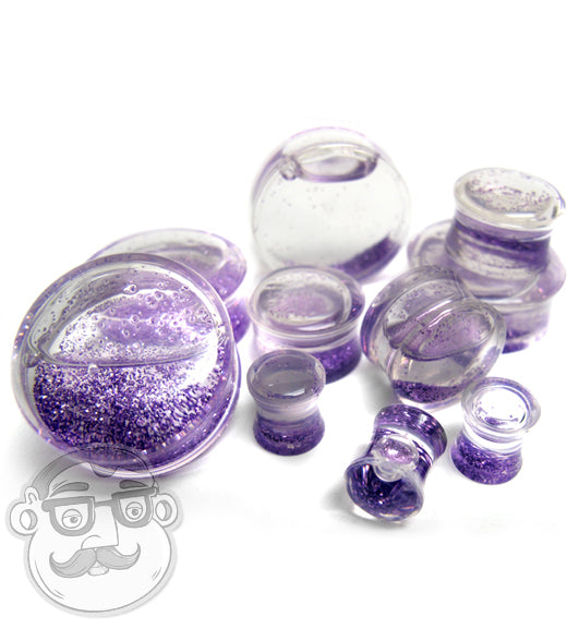 Purple Liquid Glitter Saddle Plugs