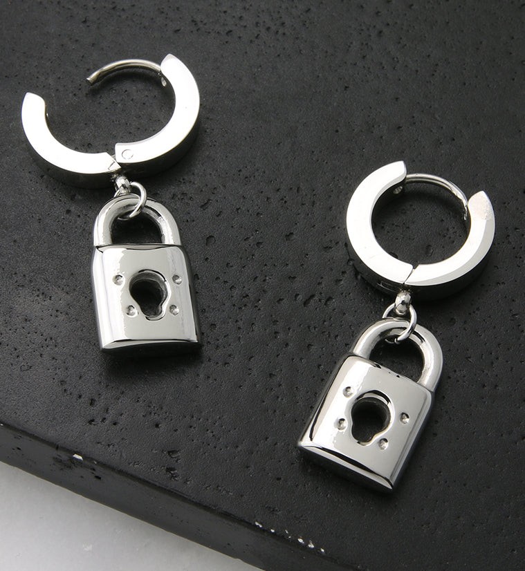 Lock Stainless Steel Huggie Earrings