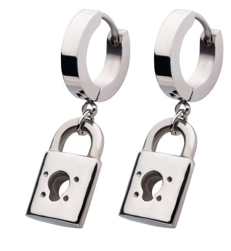 Lock Stainless Steel Huggie Earrings