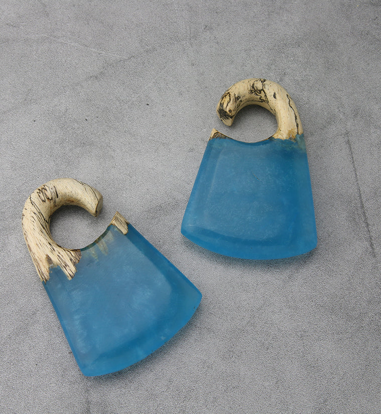 Ocean Resin Locket Tamarind Wood Ear Weights