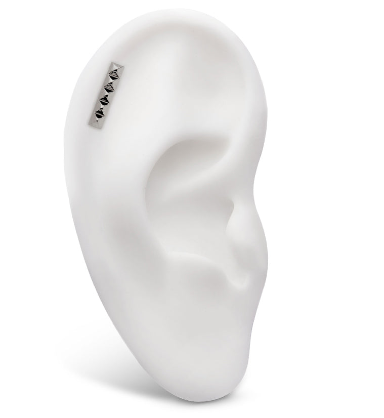 Long Polyhedra Row Stainless Steel Internally Threaded Labret