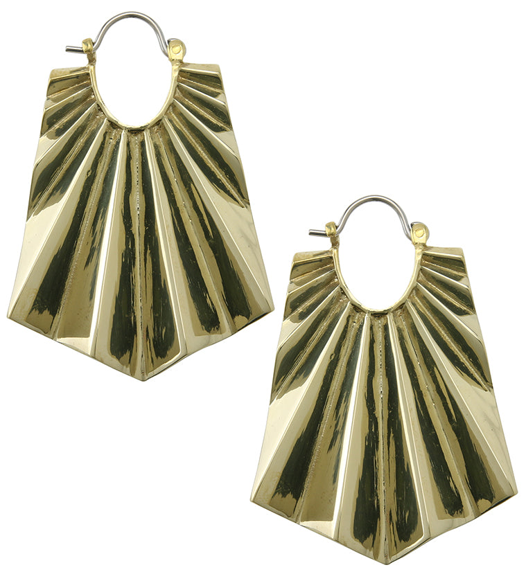 Long Rays Brass Hangers - Earrings
