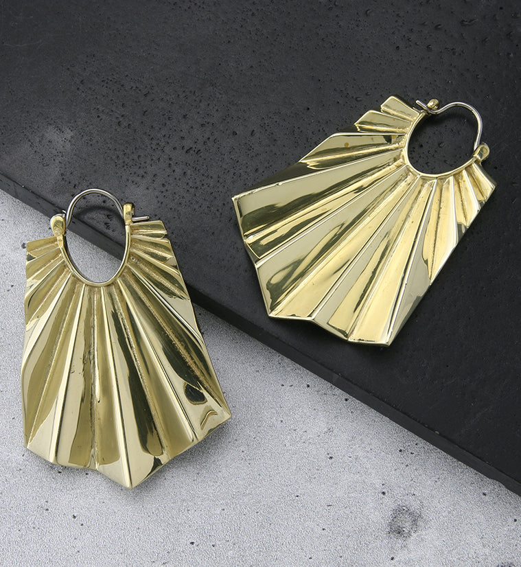 Long Rays Brass Hangers - Earrings