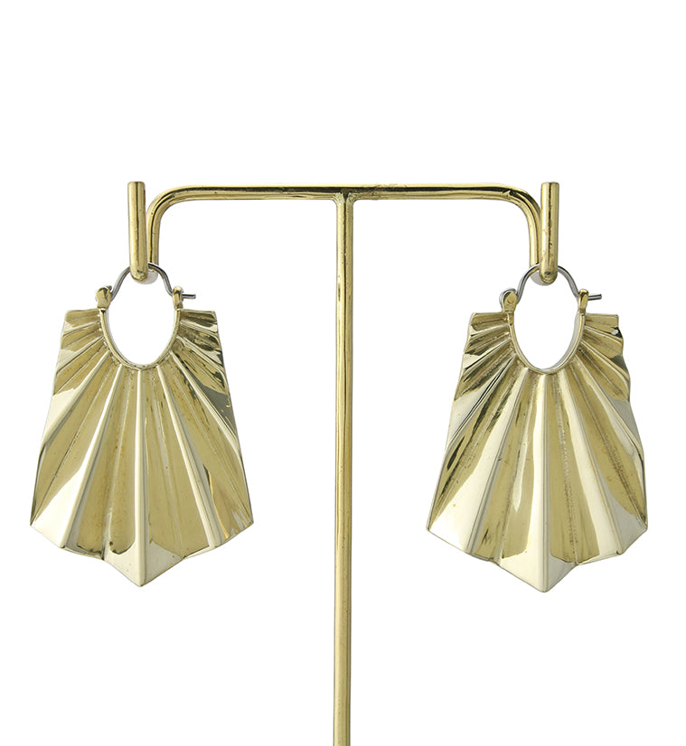 Long Rays Brass Hangers - Earrings