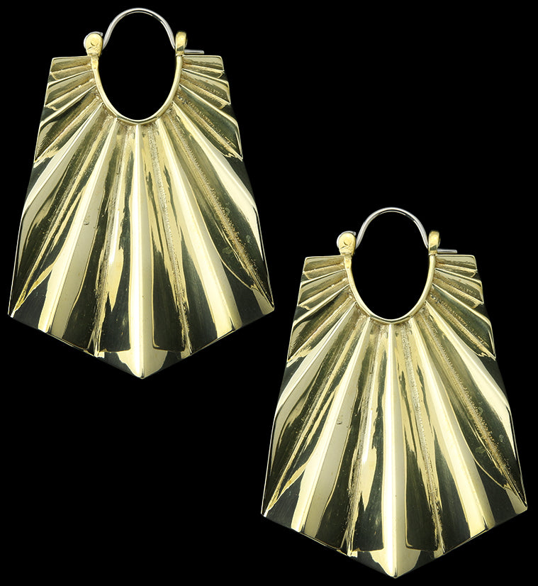 Long Rays Brass Hangers - Earrings