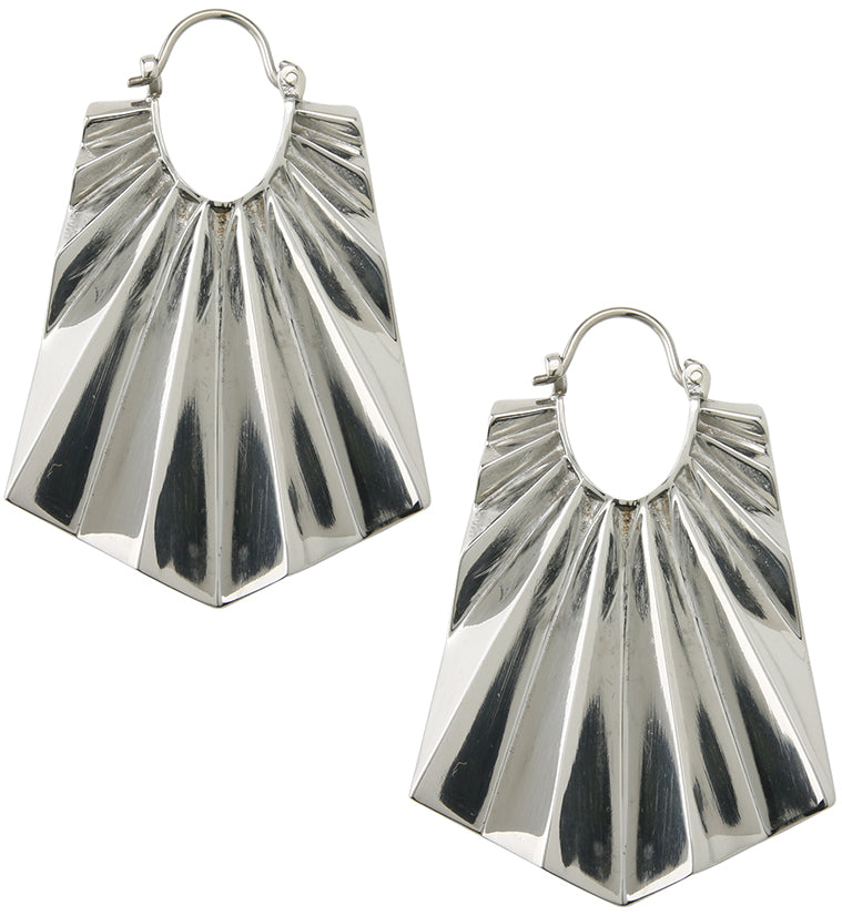 Long Rays White Brass Titanium Hangers / Earrings
