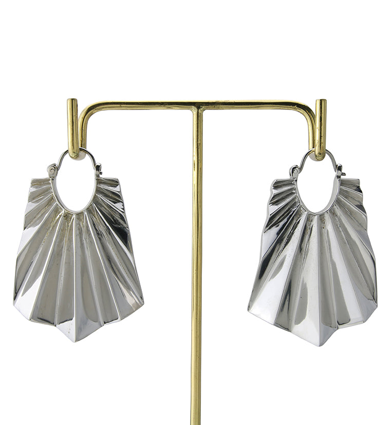 Long Rays White Brass Titanium Hangers / Earrings