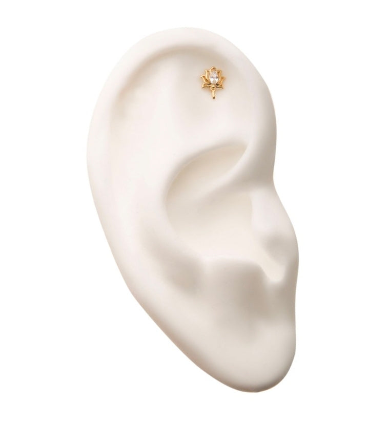 14kt Lotus Flower Gem Threadless Top