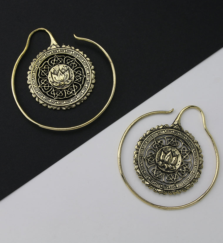 Lotus Medallion Brass Hangers / Earrings