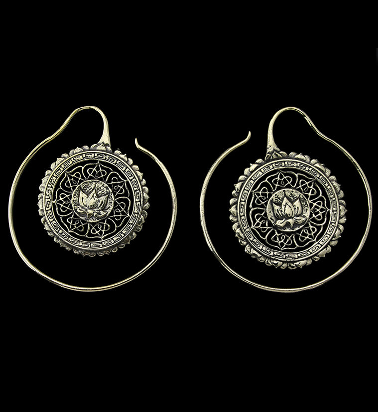Lotus Medallion Brass Hangers / Earrings