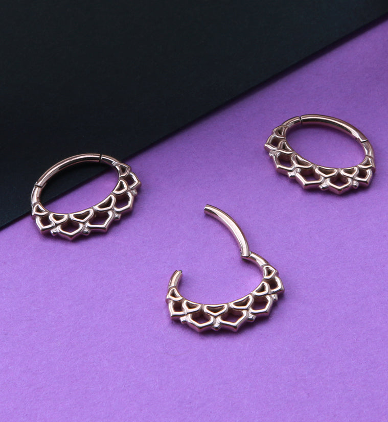 16G Rose Gold PVD Hanging Lotus Septum Clicker