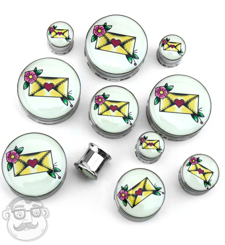 Love Letter Tattoo Steel Plugs
