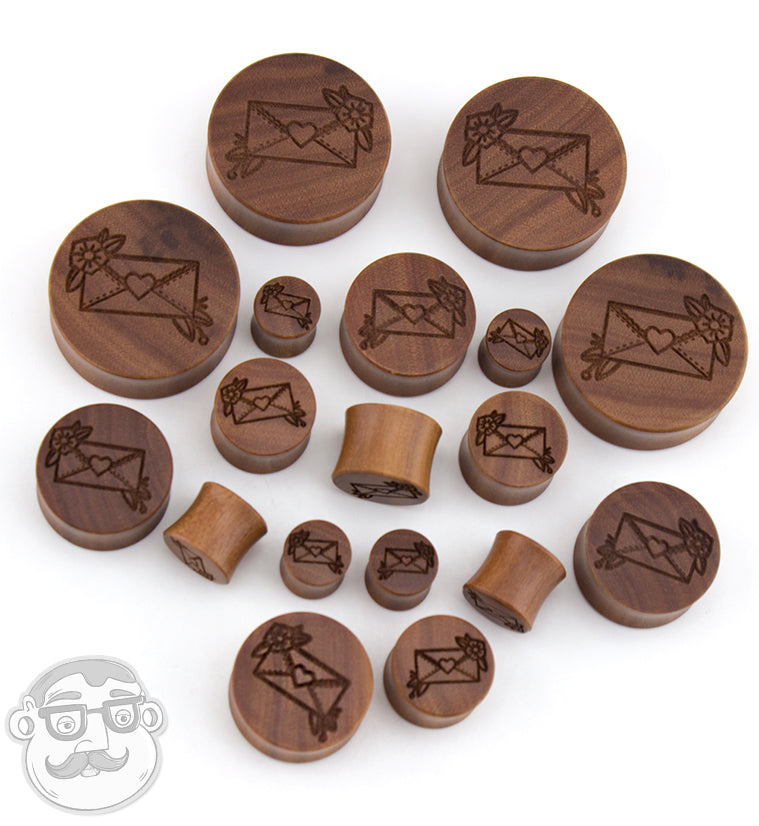 Love Letter Engraved Saba Wood Plugs