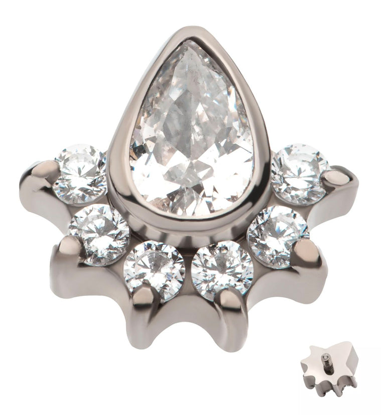 Lure Internally Threaded CZ Threadless Titanium Top