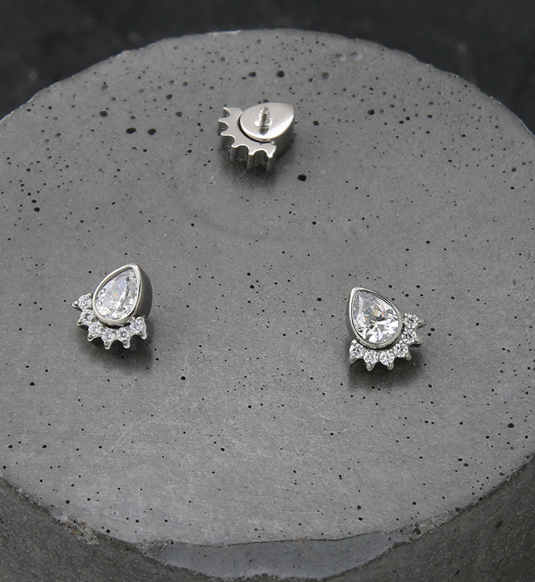 Lure Teardrop CZ Internally Threaded Titanium Top