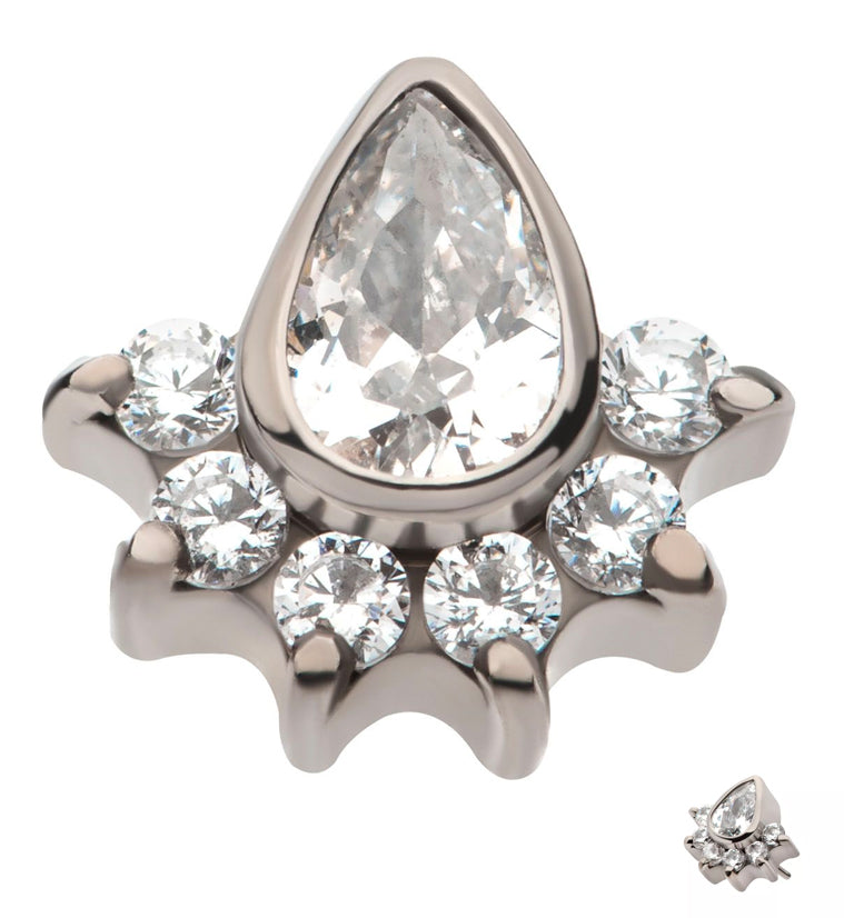 Lure Teardrop CZ Threadless Titanium Top