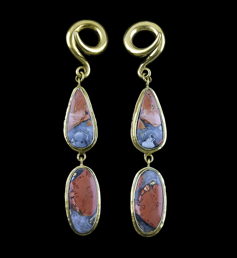 Maligano Jasper Stone Brass Ear Weights
