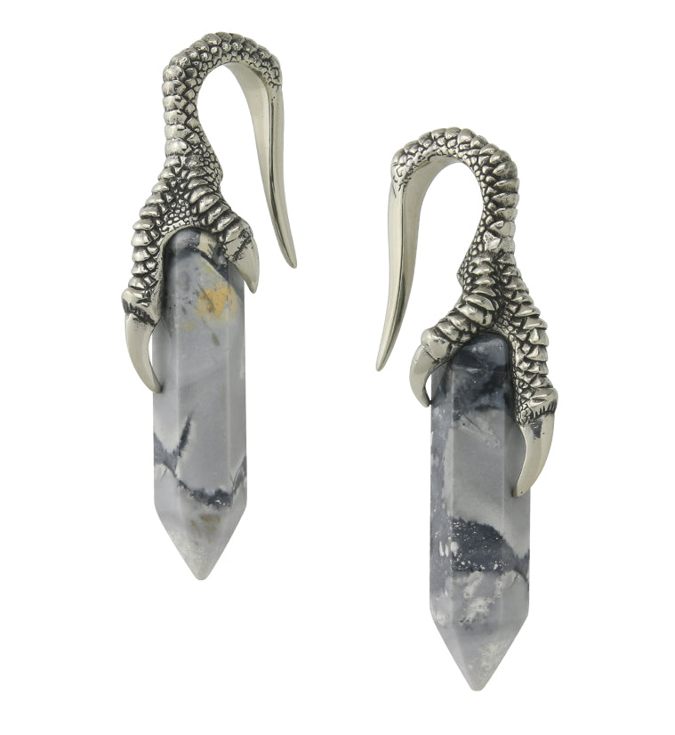 Maligano Jasper Stone Talon White Brass Ear Weights