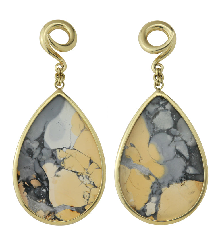 Maligano Stone Teardrop Brass Ear Weights