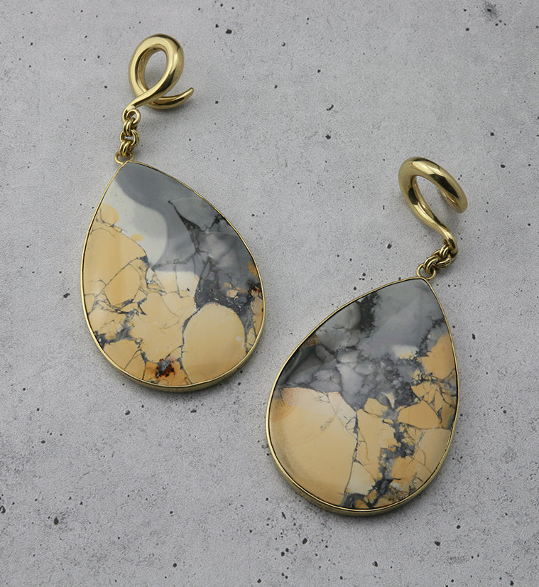 Maligano Stone Teardrop Brass Ear Weights