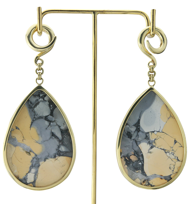 Maligano Stone Teardrop Brass Ear Weights