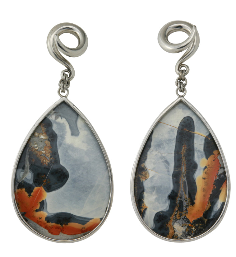 Maligano Stone Teardrop White Brass Ear Weights