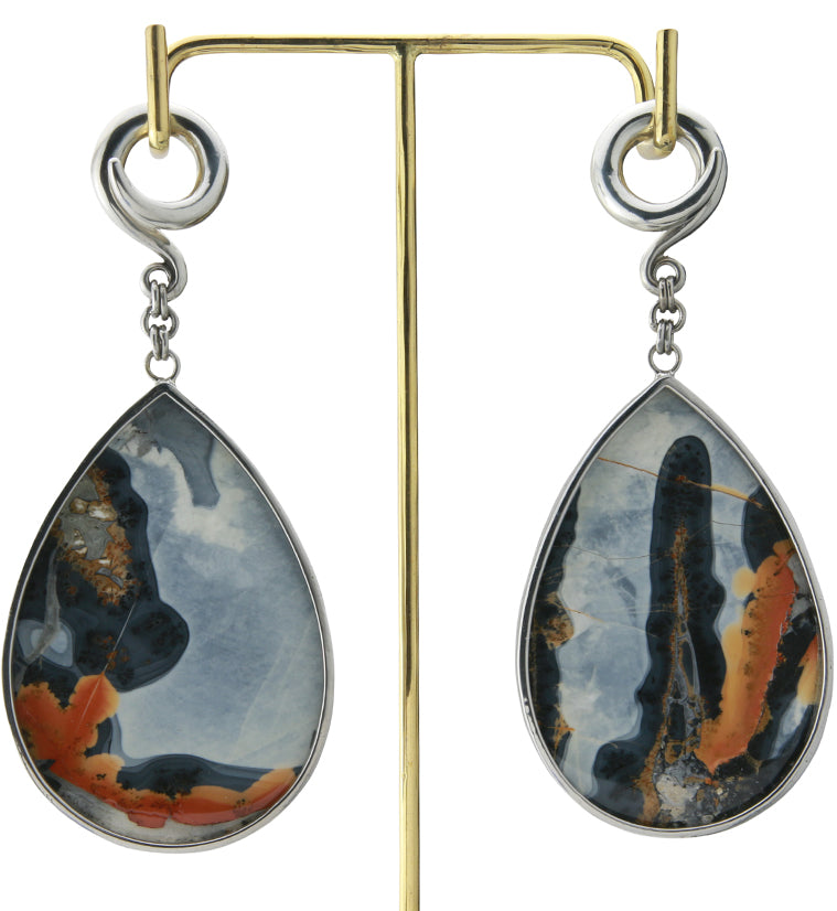 Maligano Stone Teardrop White Brass Ear Weights