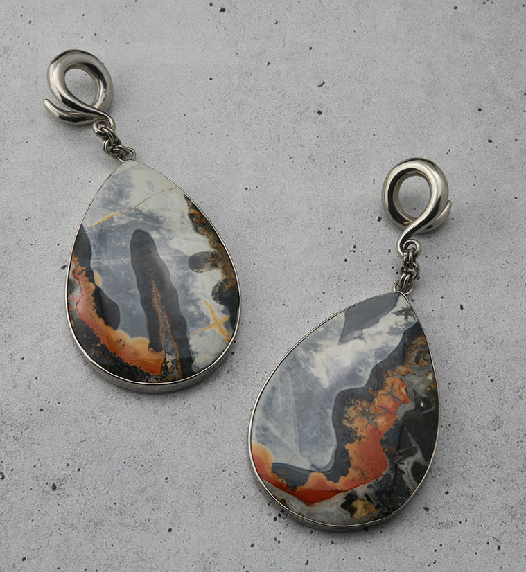 Maligano Stone Teardrop White Brass Ear Weights