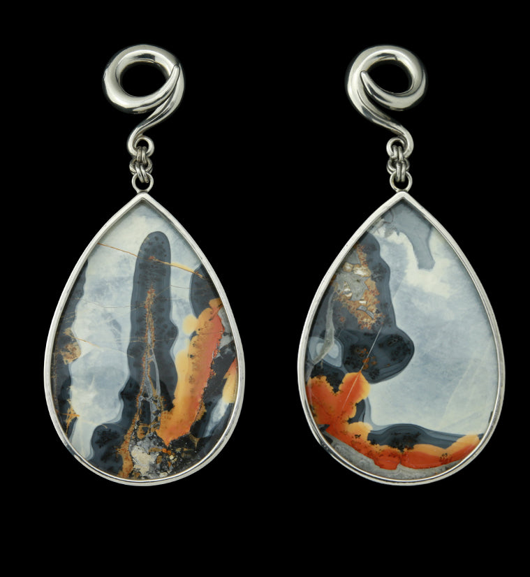 Maligano Stone Teardrop White Brass Ear Weights