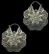 Mandala Flower Brass Titanium Hangers - Earrings