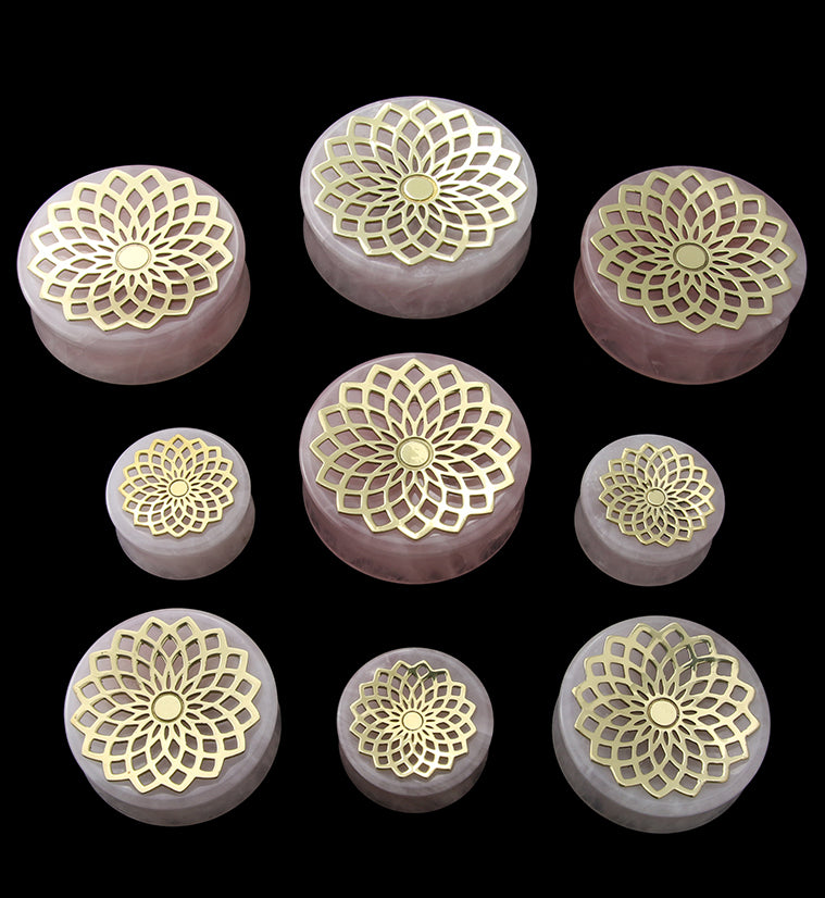 Mandala Frame Rose Quartz Stone Plugs