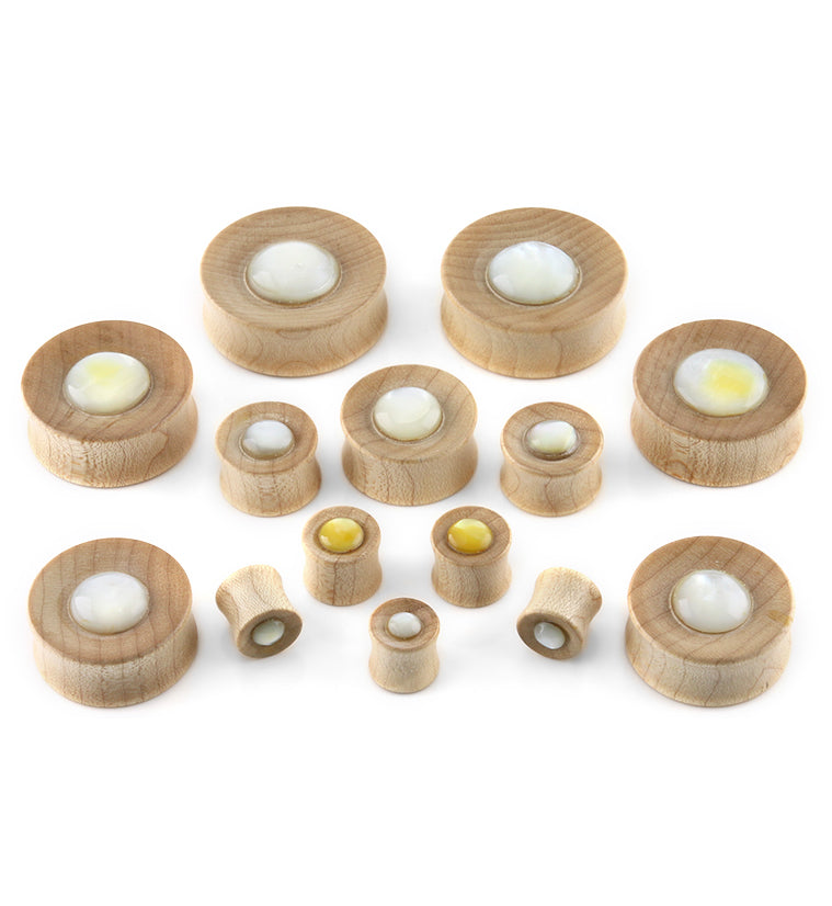 Maple Wood Plugs with MOP Dome Inlay