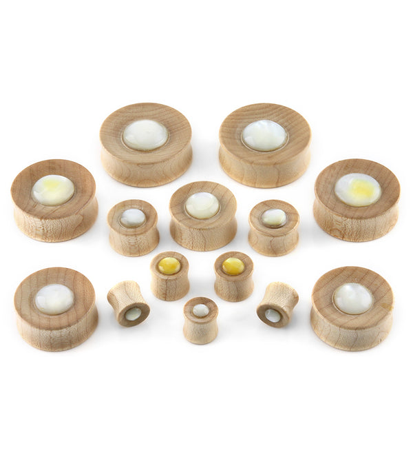 Maple Wood Plugs with MOP Dome Inlay