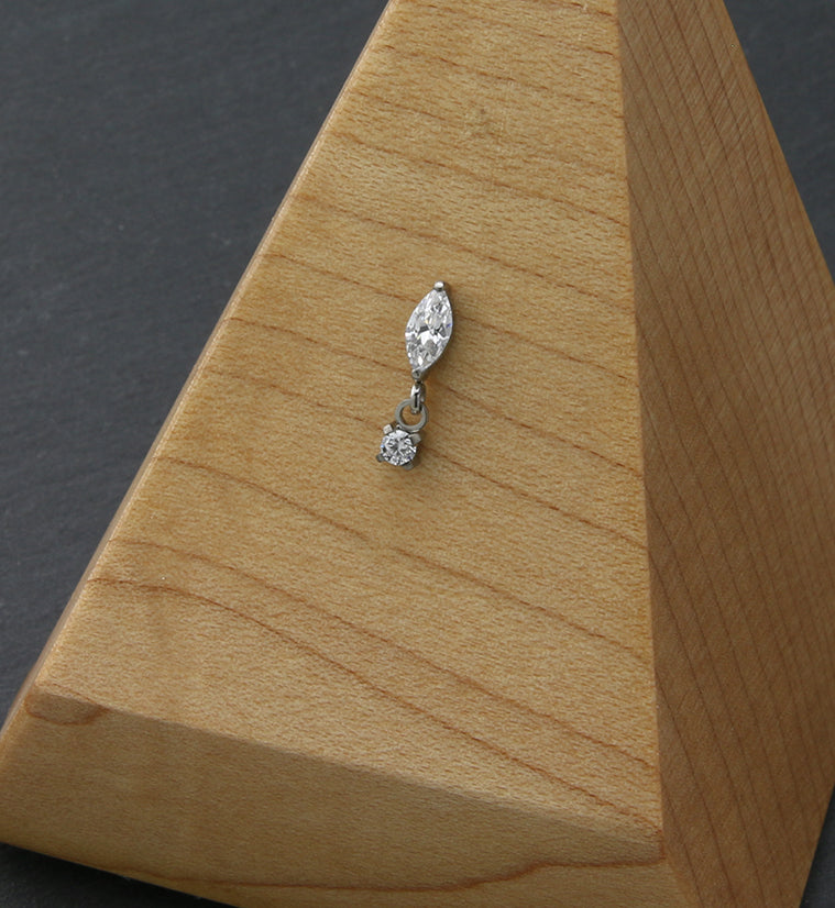 Marquise Dangle Round CZ Threadless Titanium Top