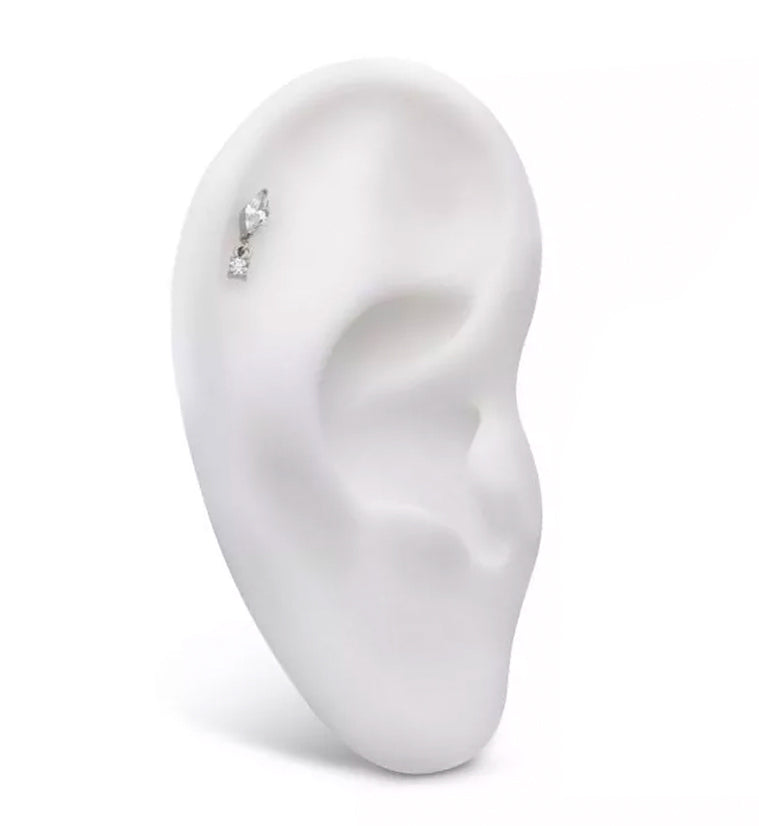 Marquise Dangle Round CZ Threadless Titanium Top